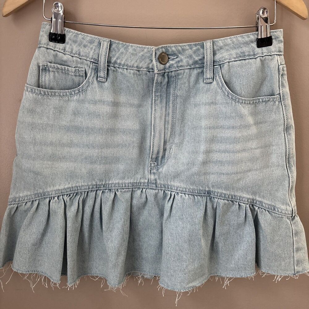 Hollister Juniors 7 Denim Skirt Flared Light Wash W28